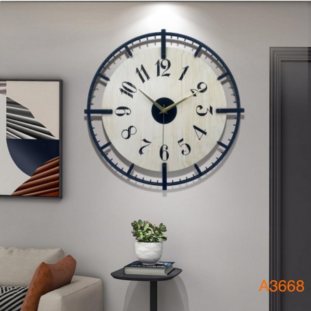 Horloge Murale Décorative Métal & Bois A3368, Design Moderne, 55 cm