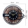 Horloge Murale Thématique "Coffee Time" A3738 – 55 cm, Design Café, Bois & Métal