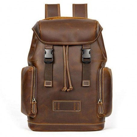 Sac à Dos Homme en Cuir Vintage, Grande capacité Style Classique & Résistant