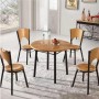 Ensemble de Salle à Manger Rond Bois Table et 4 Chaises en Métal Noir