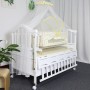 Ensemble lit bébé en bois blanc avec berceau – Cododo multifonction avec rangement