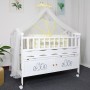 Ensemble lit bébé en bois blanc avec berceau – Cododo multifonction avec rangement