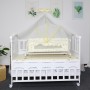 Ensemble lit bébé en bois blanc avec berceau – Cododo multifonction avec rangement