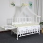 Ensemble lit bébé en bois blanc avec berceau – Cododo multifonction avec rangement