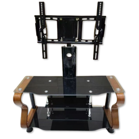 Table Meuble TV en Verre avec Socle Supérieur, TV878, pour Téléviseur 32 à 55 Pouces