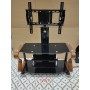 Table Meuble TV en Verre avec Socle Supérieur, TV878, pour Téléviseur 32 à 55 Pouces