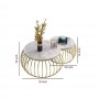 Lot de 2 Table Basse Ronde Dorée Ornementale, effet effet marbre solide et durable