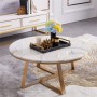 Ensemble de Tables Basses Rondes en Marbre Blanc & Fer Forgé Doré – Style Minimaliste