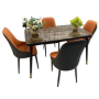 Table à Manger Moderne avec Plateau Effet Marbre & Chaises Design