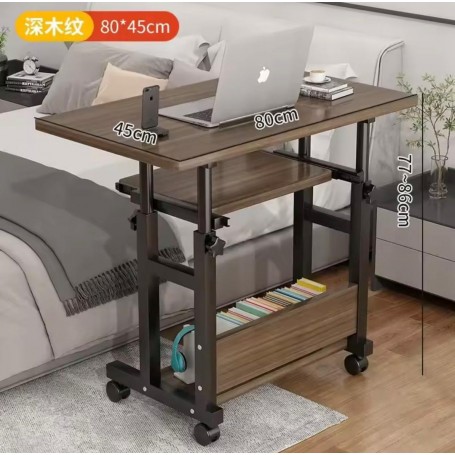 Table de chevet, d'appoint à roulettes, marron ajustables, idéale pour le travail, les espaces de vie contemporains.