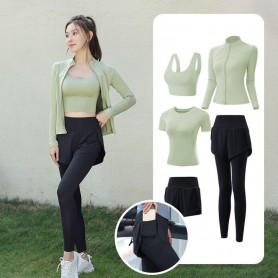 Ensemble de tenus de sport Yoga & Fitness Femme DKR Beige/Noire, Premium Séchage Rapide