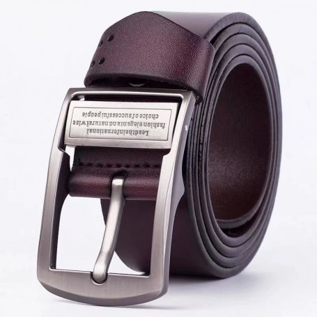 Ceinture Homme en Cuir Véritable à Boucle Ardillon Carée, 105 à 130 cm , Style Décontracté & Classique