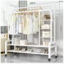 Porte vêtements autoportante sur roulettes, Blanc 150 cm, Charge maximale 75 kg