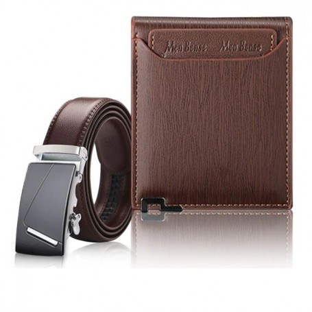 Ensemble Coffret Cadeau 2 Pièces, ceinture et porte-monnaie Homme en Cuir