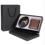 Ensemble Coffret Cadeau 2 Pièces, ceinture et porte-monnaie Homme en Cuir