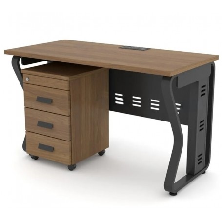 Bureau de travail moderne GVVP280,120 cm, Mélamine & Pieds Métal Noir