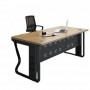 Bureau de travail moderne GVVP280,120 cm, Blanc, Mélamine & Pieds Métal Noir