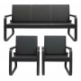 Fauteuil d’Accueil, Chaises, banc de Salle d’Attente 1+1+3 – 5 Places avec Accoudoirs en Cuir PU Noir