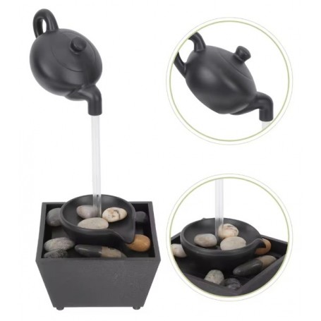 Fontaine Décorative Théière Flottante LED, Cascade Zen avec Double Alimentation