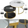Tables Basses Gigognes Modernes, Lot de 2 en Effet Marbre Blanc & Noir avec Structure Dorée