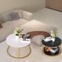 Tables Basses Gigognes Modernes, Lot de 2 en Effet Marbre Blanc & Noir avec Structure Dorée