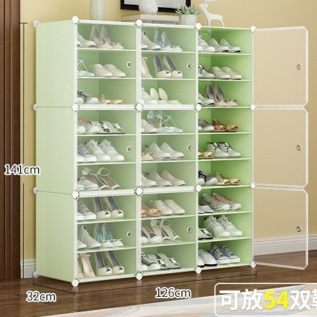 Étagère à Chaussures en Plastique DIY Vert, 6 Niveaux, Noir, Réglable et Facile à Assembler
