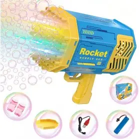 Pistolet à Bulles Électrique Bazooka 40 Trous, Lance-Roquettes Lumineux pour Enfants