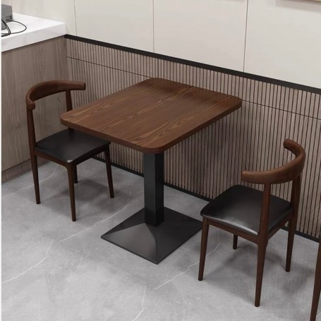 Ensemble Table à Manger Carrée UL-25DR021 avec 2 Chaises, Compactes et rembourrée – Marron/noire