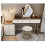 Coiffeuse Moderne Nordique UL-25WR015, Miroir LED 3 Lumières avec Tabouret & Meuble Latéral