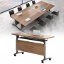 Table de bureau et de conférence pliante et mobile, Table de formation modulable sur roulettes, 120×40×75 cm