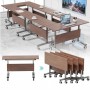 Table de bureau et de conférence pliante et mobile, Table de formation modulable sur roulettes, 120×40×75 cm