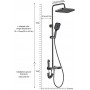 Ensemble de Douche Thermostatique 4 Fonctions, Température Stable, Pomme de Douche Pluie, Douchette & Finition Noire