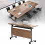 Table de bureau et de conférence pliante et mobile, Table de formation modulable sur roulettes, 120×40×75 cm