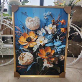 Tableau Décoratif Floral sur Toile, Impression HD Cristal, Cadre Inclus, Style Moderne & Abstrait