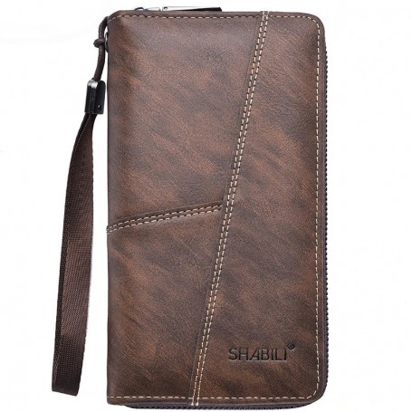 Portefeuille Long Homme, Fermeture Éclair, Grande Capacité, Multi-Compartiments & Design Élégant