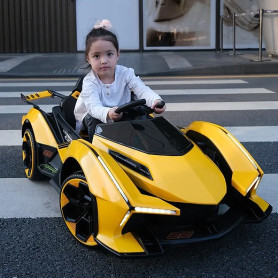 Voiture de sport Électrique Enfant 2 Places, Batterie 12V, Télécommande 2.4G & Mode Drift, Voiture Ride-On Sécurisée