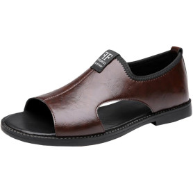 Sandales Homme en Cuir, Confort Été, Antidérapantes, Respirantes & Grandes Tailles (JY156)