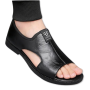 Sandales Homme en Cuir, Noire, Confort Été, Antidérapantes, Respirantes & Grandes Tailles (JY156)