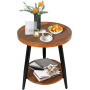 Table d’Appoint Ronde 2 Niveaux, Ø40 cm, Hauteur 49 cm, Plateau Sécurisé & Style Moderne