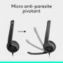 Casque Filaire USB Logitech H390, Son Stéréo, Micro Antibruit, Commandes Intégrées, Compatible PC & Chromebook
