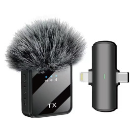 Microphone lavalier Sans Fil F-15 pour Smartphone, Réduction de Bruit, Plug & Play, Idéal Vlog & Streaming