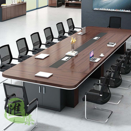Table de Réunion Rectangulaire Moderne 12 Places, 350cm, MDF Résistant à l’Usure avec Structure en Acier