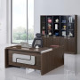Bureau de Direction Moderne en L YF073, Mobilier Exécutif Haut de Gamme en Bois et Aluminium