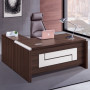 Bureau de Direction Moderne en L YF073, Mobilier Exécutif Haut de Gamme en Bois et Aluminium