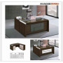 Bureau de Direction Moderne en L YF073, Mobilier Exécutif Haut de Gamme en Bois et Aluminium