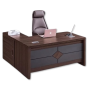 Bureau de Direction Moderne en L YF073, Mobilier Exécutif Haut de Gamme en Bois et Aluminium