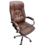 Chaise de Bureau de Direction en Cuir Marron, Fauteuil Exécutif avec Base Chromée
