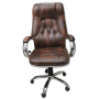 Chaise de Bureau de Direction en Cuir Marron, Fauteuil Exécutif avec Base Chromée