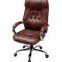 Chaise de Bureau de Direction en Cuir Marron, Fauteuil Exécutif avec Base Chromée