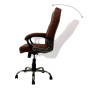 Chaise de Bureau de Direction en Cuir Marron, Fauteuil Exécutif avec Base Chromée